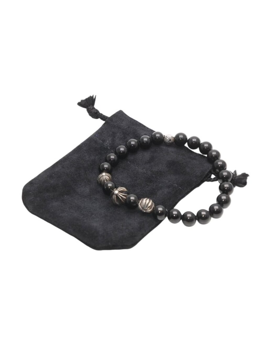 Chrome Hearts 8 Bead Bracelet Onyx 925 Sterling Silver